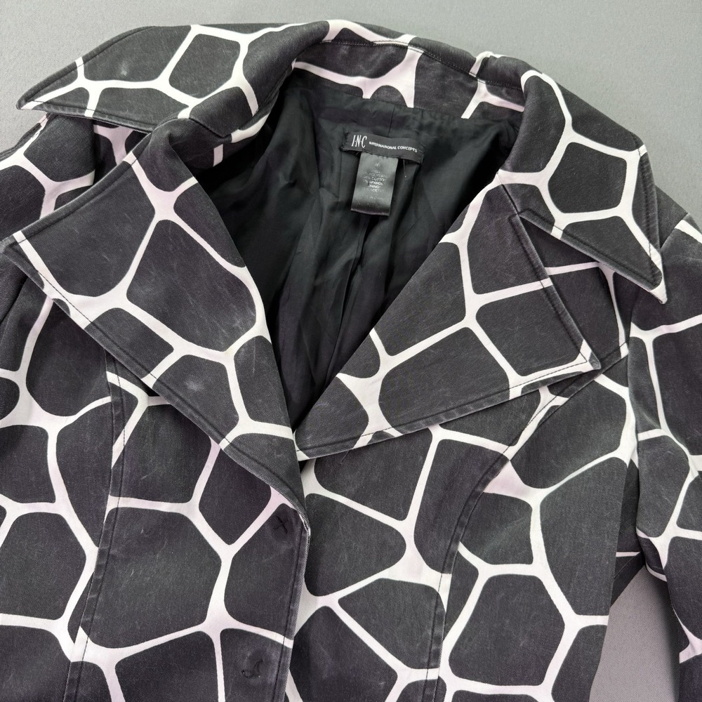 INC International Concept Women's Giraffe Print Belted Raincoat Trench Sz Medium